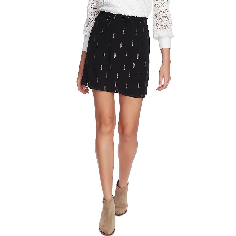 1.STATE Women's Smocked Metallic Detail Skirt Black