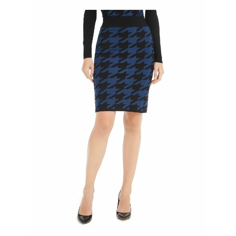 Anne Klein Women's Houndstooth Knit Skirt Black Size Extra Small