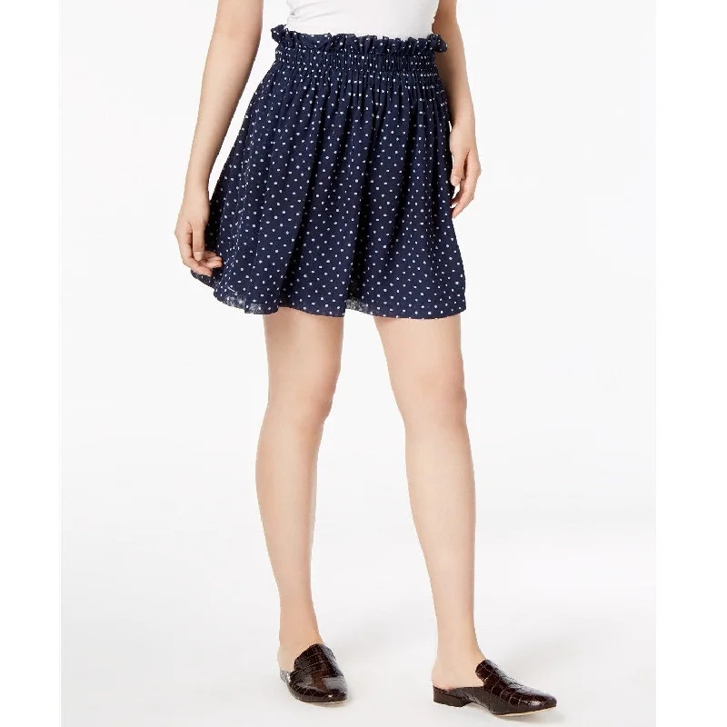 Maison Jules Women's Polka Dot Pull On Mini Skirt Navy Size Large