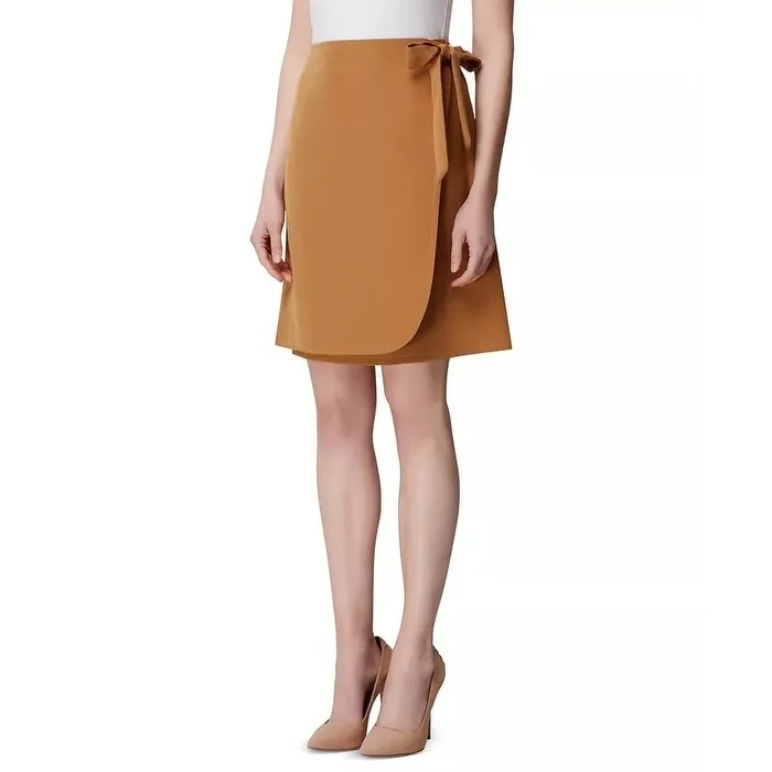 Tahari ASL Women's Side Tie Wrap Skirt Brown Size 8