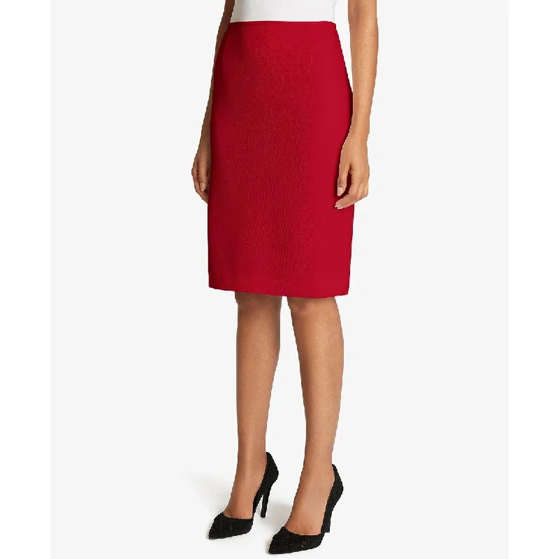 Tahari ASL Women's Twill Pencil Skirt Red Size 2