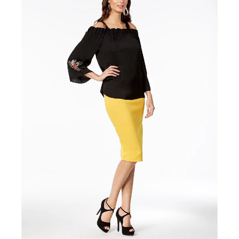 Thalia Sodi Women's Scuba Pencil Skirt Yellow Size Extra Small - X-Small