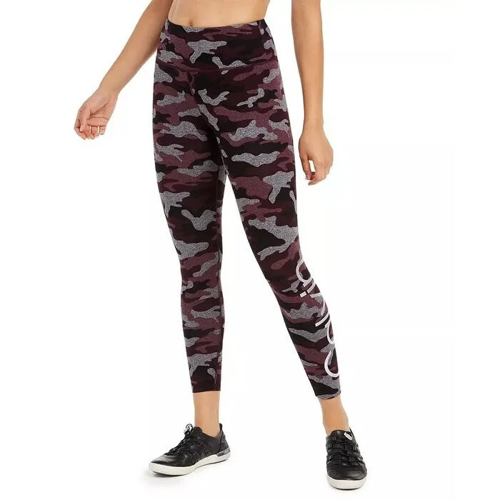 Calvin Klein Women's Performance Camo Printed Logo High Waist Ankle Leggings Charcoal Size Large