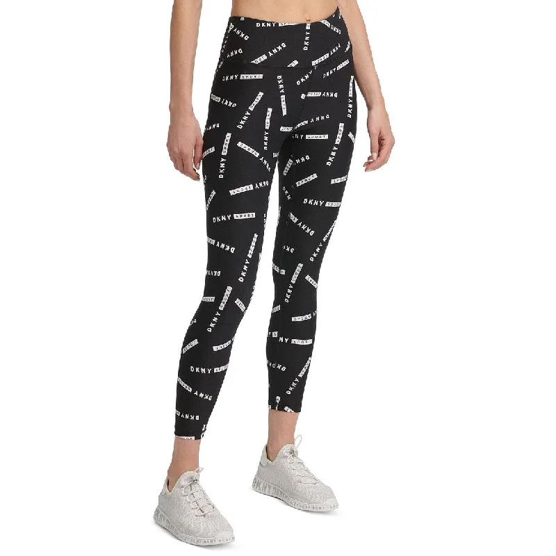 DKNY Women's Sport Tonal-Print High-Waist Leggings Charcoal Size Extra Large - X-Large