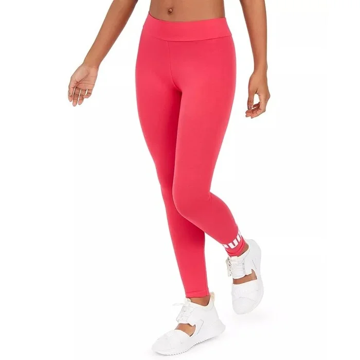 Puma Women's Ess Logo High-Waist Leggings Pink Size Large