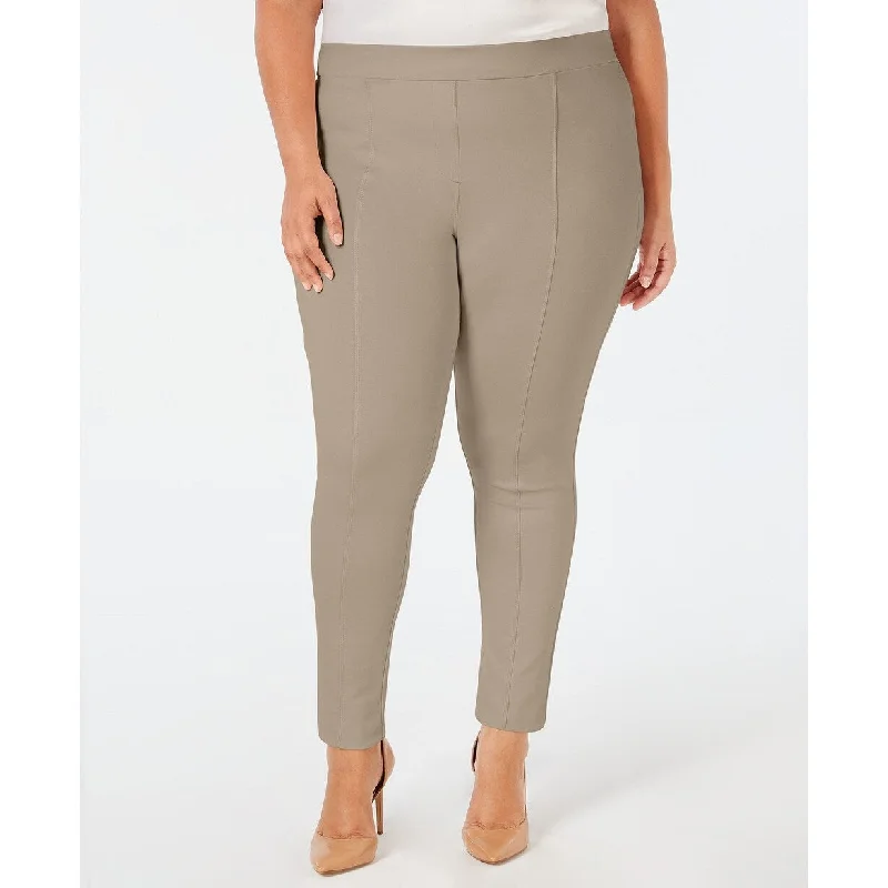 Style & Co Women's Plus Size Seamed Ponte Leggings Brown Size 20