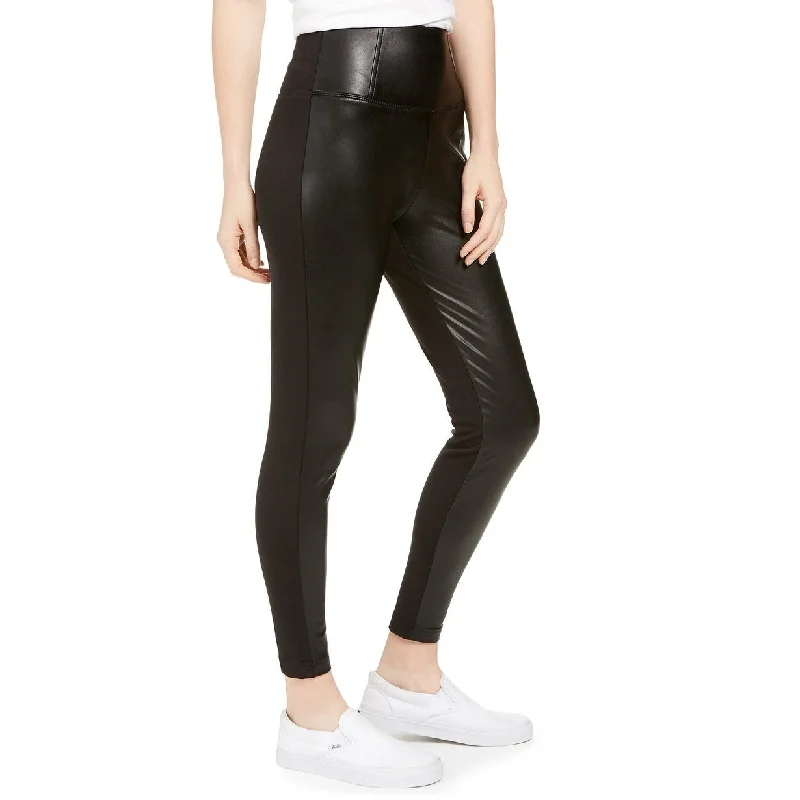 Tinseltown Juniors' Topson Faux-Leather Leggings With Ponte-Knit Back Size Extra Small